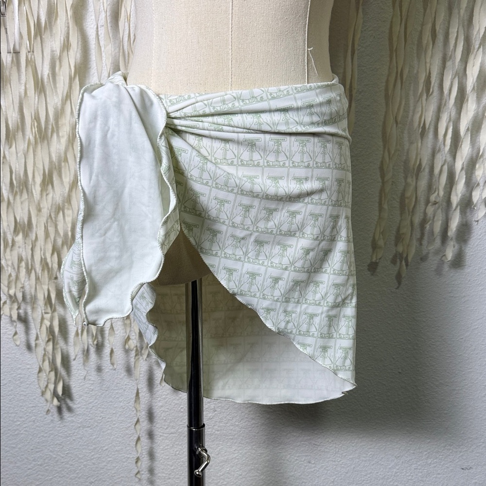Burberry London Green and White Sarong or Hair Scarf